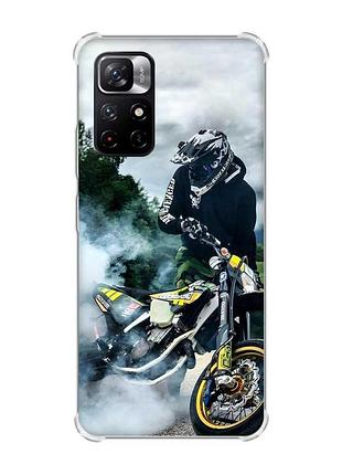 Чохол з потовщеними кутами на xiaomi redmi note 11 5g рельєфний дизайн мото драйв принт 68