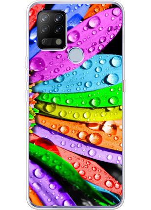 Чехол силиконовый с картинкой на tecno pova (цветные листья)