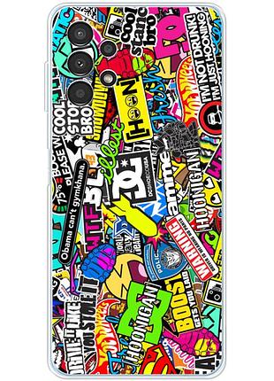 Чехол силиконовый с картинкой на samsung galaxy a52 (a525) (цветные наклейки)