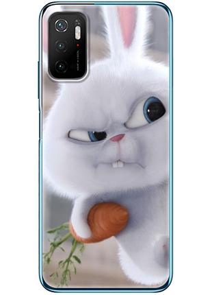 Чехол силиконовый с картинкой на xiaomi poco m3 pro (кролик снежок)