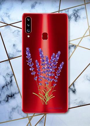 Прозорий чохол на samsung galaxy а20ѕ рельєфний дизайн лаванда принт 28