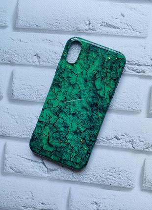 Мармуровий силіконовий чохол для iphone x/xs світло-зелений