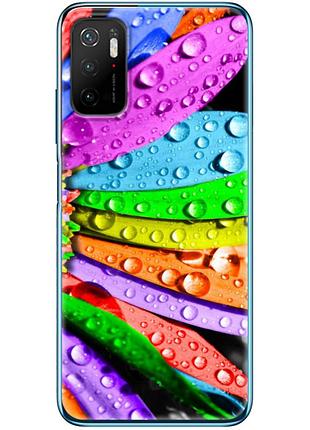 Чехол силиконовый с картинкой на xiaomi poco m3 pro (цветные листья)