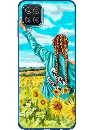 Чехол силиконовый с картинкой на samsung galaxy a12 (a125) (патриотический, девушка украинка)
