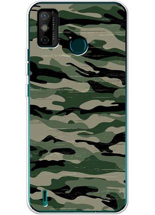 Чехол силиконовый с картинкой на tecno spark 6 go (патриотический, камуфляж)