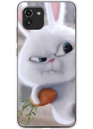 Чехол силиконовый с картинкой на samsung galaxy a03 (a035) (кролик снежок)