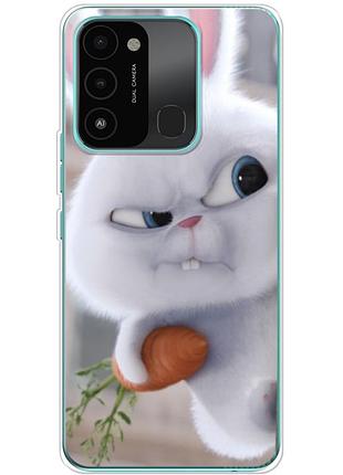 Чохол силіконовий з картинкою на tecno spark 8c (кролик сніжок)