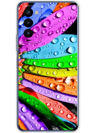 Чехол силиконовый с картинкой на tecno camon 18 (цветные листья)