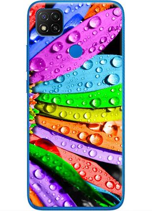 Чехол силиконовый с картинкой на xiaomi redmi 9c (цветные листья)