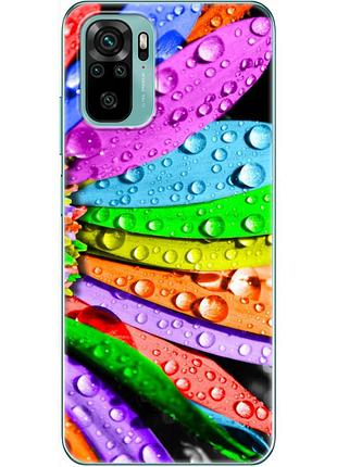 Чохол силіконовий з картинкою на xiaomi redmi note 10 (кольорові листки)