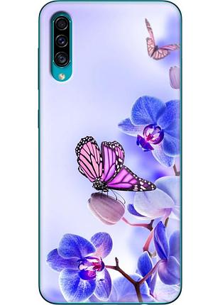 Чохол силіконовий з картинкою на samsung galaxy a50 (a505) (квітка, метелик на орхідеї)