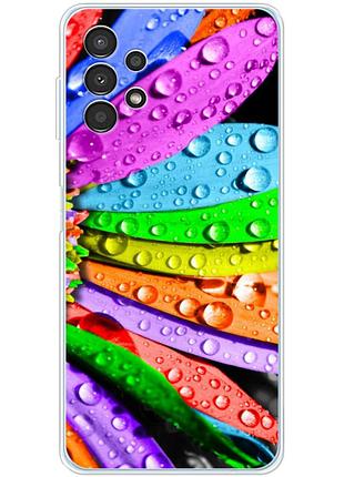 Чехол силиконовый с картинкой на samsung galaxy a52 (a525) (цветные листья)