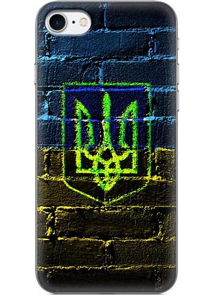 Чехол силиконовый с картинкой на iphone 7 (патриотический, герб украины)