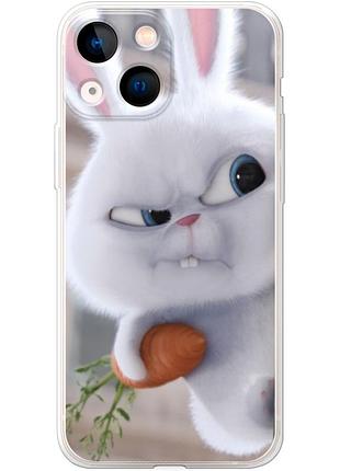 Чехол силиконовый с картинкой на iphone 13 mini (кролик снежок)