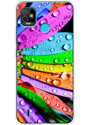 Чехол силиконовый с картинкой на tecno pop 5 (цветные листья)