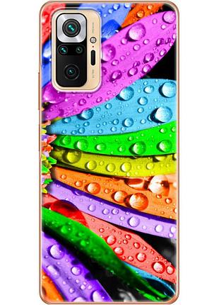 Чехол силиконовый с картинкой на xiaomi redmi note 10 pro (цветные листья)