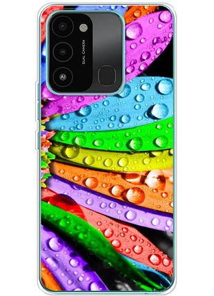 Чохол силіконовий з картинкою на tecno spark go 2022 (кольорові листки)