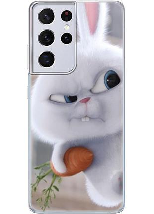 Чехол силиконовый с картинкой на samsung galaxy s21 ultra (g998) (кролик снежок)