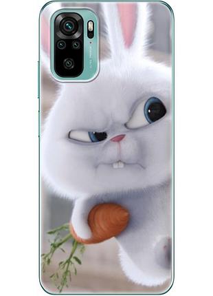 Чохол силіконовий з картинкою на xiaomi redmi note 10 (кролик сніжок)