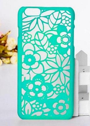 Пластиковый матовый полупрозрачный чехол для iphone 5 / 5s виражи цветы зелёный