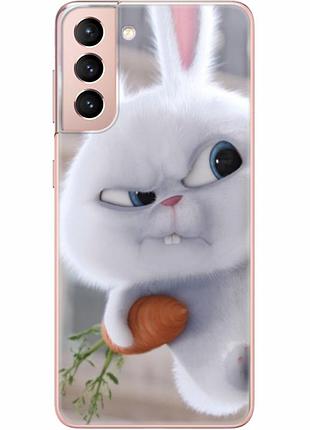 Чехол силиконовый с картинкой на samsung galaxy s21 fe (g990) (кролик снежок)
