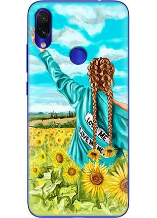 Чехол силиконовый с картинкой на xiaomi redmi note 7 (патриотический, девушка украинка)