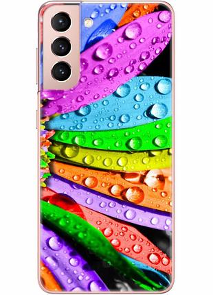 Чехол силиконовый с картинкой на samsung galaxy s21 fe (g990) (цветные листья)
