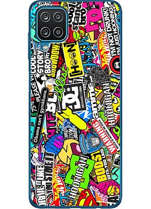 Чехол силиконовый с картинкой на samsung galaxy m12 (m127) (цветные наклейки)