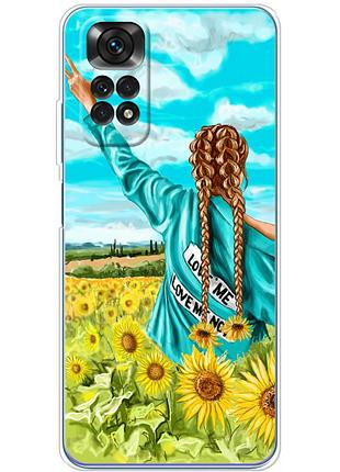 Чехол силиконовый с картинкой на xiaomi redmi note 11 (патриотический, девушка украинка)