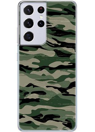 Чехол силиконовый с картинкой на samsung galaxy s21 ultra (g998) (патриотический, камуфляж)
