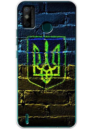 Чехол силиконовый с картинкой на tecno spark 6 go (патриотический, герб украины)
