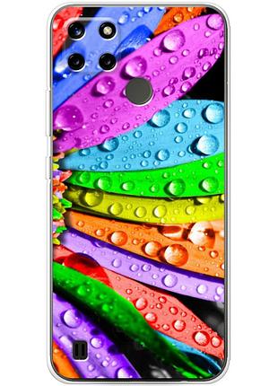 Чехол силиконовый с картинкой на realme c21y (цветные листья)