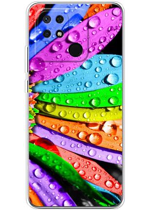 Чохол силіконовий з картинкою на xiaomi redmi 10c (кольорові листки)