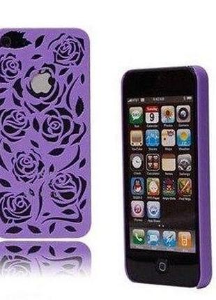Пластиковый чехол для iphone 5 / 5s вырезанные цветы фиолетовый