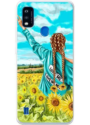 Чехол силиконовый с картинкой на zte blade a51 (патриотический, девушка украинка)