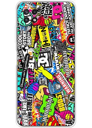 Чехол силиконовый с картинкой на samsung galaxy a22 5g (a226) (цветные наклейки)
