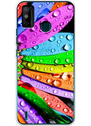 Чехол силиконовый с картинкой на tecno spark 6 go (цветные листья)