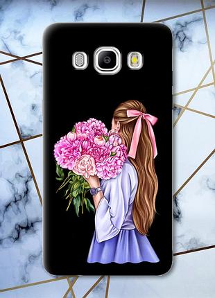 Матовий чохол з чорними боками на samsung galaxy j5(2016) j510 :: дівчина з півоніями принт 11