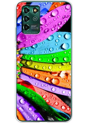 Чехол силиконовый с картинкой на zte blade v30 vita (цветные листья)