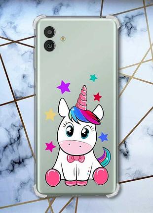 Чехол с утолщёнными углами на samsung galaxy m13 5g :: единорог (принт 102)
