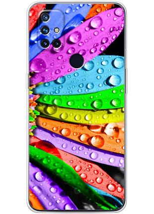 Чехол силиконовый с картинкой на oneplus nord n10 (цветные листья)