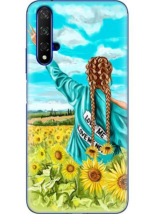 Чохол силіконовий з картинкою на huawei honor 20 (патріотичний, дівчинка українка)