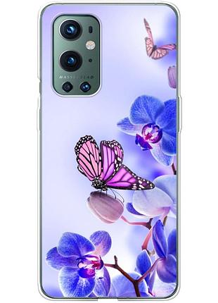 Чохол силіконовий з картинкою на oneplus 9 pro (квітка, метелик на орхідеї)
