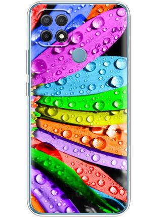 Чехол силиконовый с картинкой на oppo a15 (цветные листья)