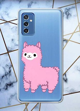 Прозрачный чехол на samsung galaxy m52 :: лама розовая (принт 100)
