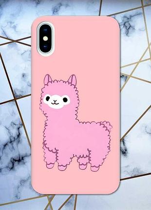 Матовый чехол с розовыми боками на iphone x/xs :: лама розовая (принт 100)