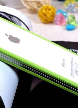 Бампер с прозрачной серединой для iphone 5 / 5s зелёный