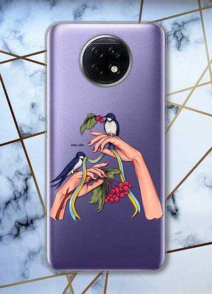 Прозрачный чехол для xiaomi redmi note 9t/redmi note 9 5g :: ласточки (патриотический принт 15)