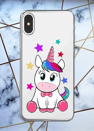 Прозрачный чехол на iphone x / xs :: единорог (принт 102)