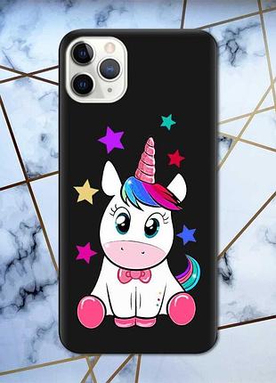 Матовий чохол з чорними боками на iphone 11 pro (5.8) :: єдиноріг принт 102
